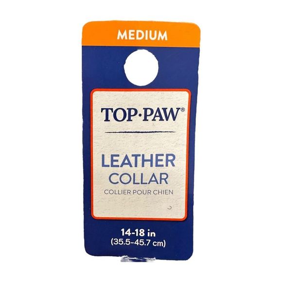 Top Paw Bone Studded‎ Brown Leather Dog Collar Size Medium 14-18 in - Picture 5 of 5